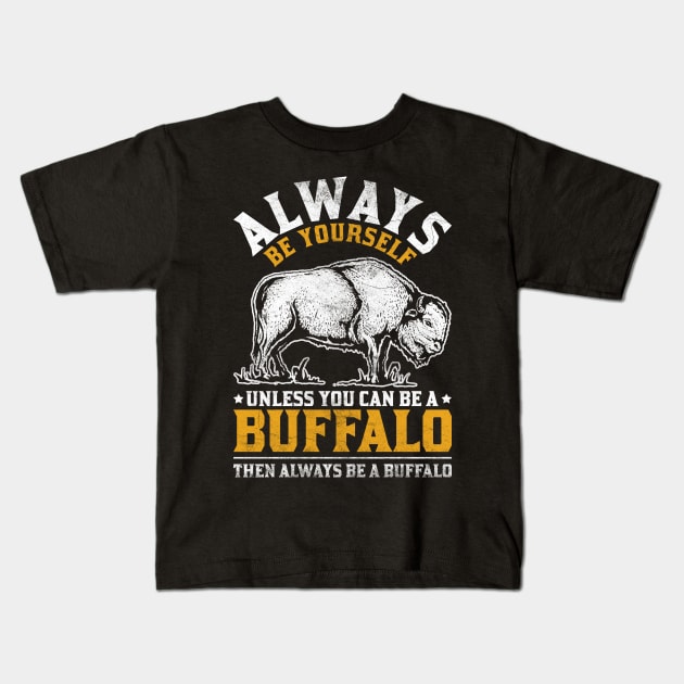 Bison Retro Wildlife Buffalo Kids T-Shirt by shirtsyoulike